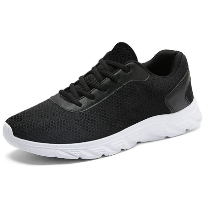 Men's Casual Sports Shoes, Black Mesh Breathable Running Shoes, Soft Sole Lightweight Flat Work Shoes