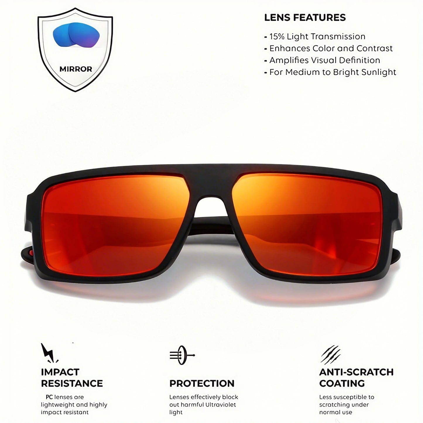 Classic Retro Punk Polarized Square Sunglasses - UV400 Unisex for Daily Casual, Outdoor Sports, Fishing & Driving