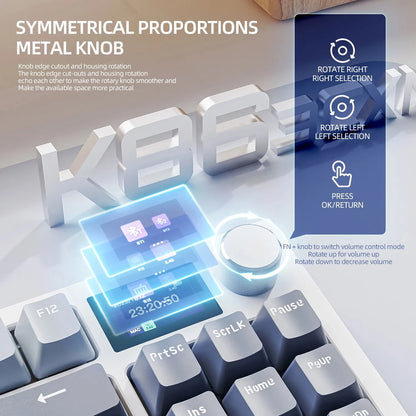 ATTACK SHARK K86 Mechanical Keyboard with Metal Knob,TFT Smart Color Screen,87-key Layout,RGB Lighting,and Three-mode Connection