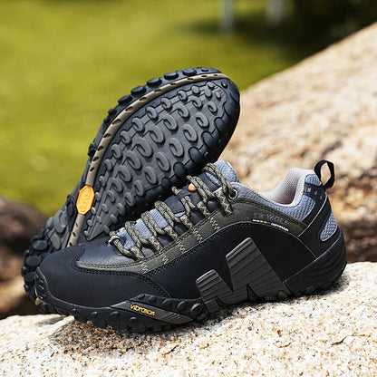 Mountaineering Shoes Men's Genuine Leather Outdoor Sports Anti Slip Mountaineering Hiking Shoes Breathable Tourism Shoes