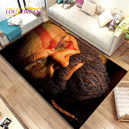 God of War Game Gamers Kratos  Area Rug,Carpet Rug for Living Room Bedroom Sofa Doormat Decoration, Kids Play Non-slip Floor Mat
