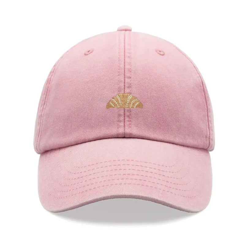 1pc Croissant Printing Retro Baseball Caps for Men,outdoor Leisure Washed Adjustable Dad Hat Faded Sports Sun Tralve Dailywear