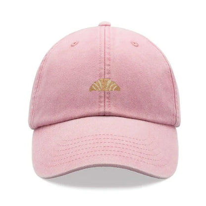 1pc Croissant Printing Retro Baseball Caps for Men,outdoor Leisure Washed Adjustable Dad Hat Faded Sports Sun Tralve Dailywear