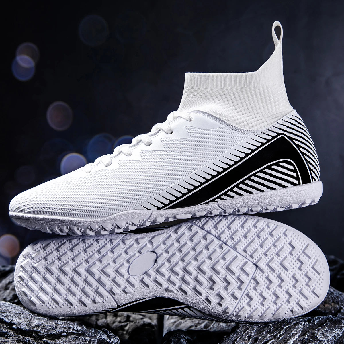 Chaussures de football TF polyvalentes pour adultes, en PU et maille, crampons en caoutchouc renforcés, antidérapantes, résistantes à l'usure, pour entraînement et usage quotidien en extérieur sur gazon synthétique