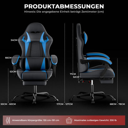 Gaming Chair Ergonomic Gaming Chair with Lumbar Support and Headrest, Gamer Chair Height Adjustable