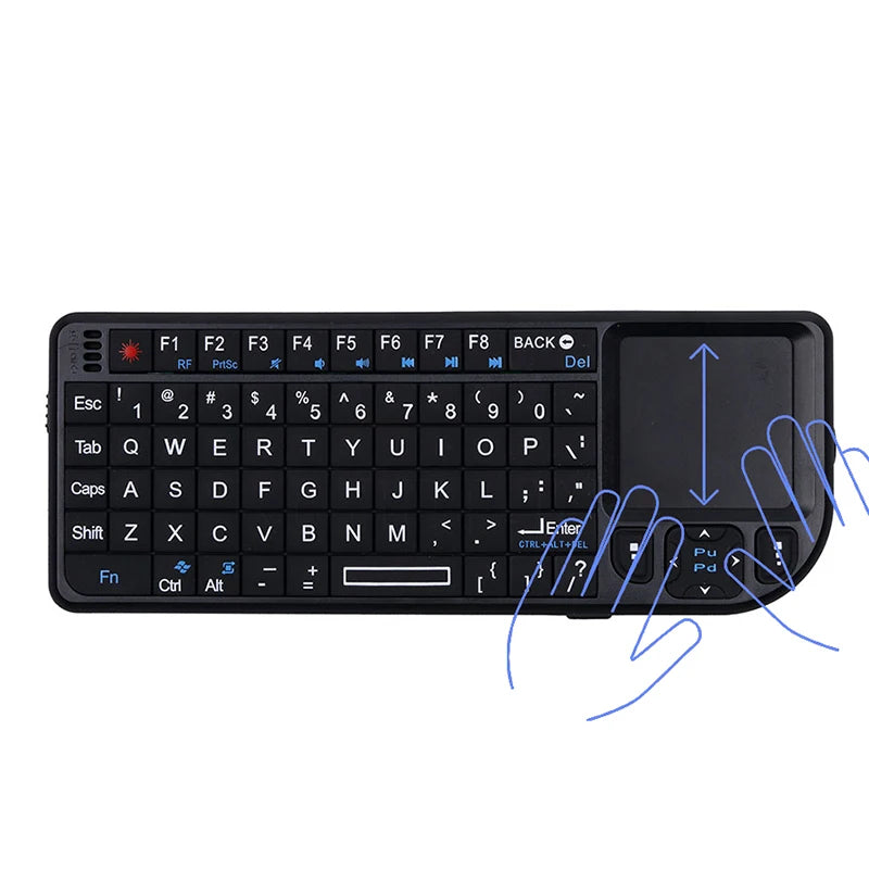 Teclado inalámbrico A8 Mini 2.4G con retroiluminación de 7 colores, teclado portátil 3 en 1 con panel táctil y Air Mouse para Android TV Box, PC y tablet