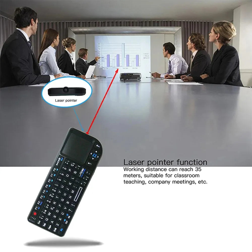 Teclado inalámbrico A8 Mini 2.4G con retroiluminación de 7 colores, teclado portátil 3 en 1 con panel táctil y Air Mouse para Android TV Box, PC y tablet