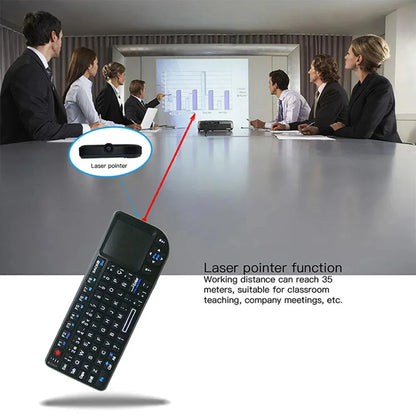 Teclado inalámbrico A8 Mini 2.4G con retroiluminación de 7 colores, teclado portátil 3 en 1 con panel táctil y Air Mouse para Android TV Box, PC y tablet
