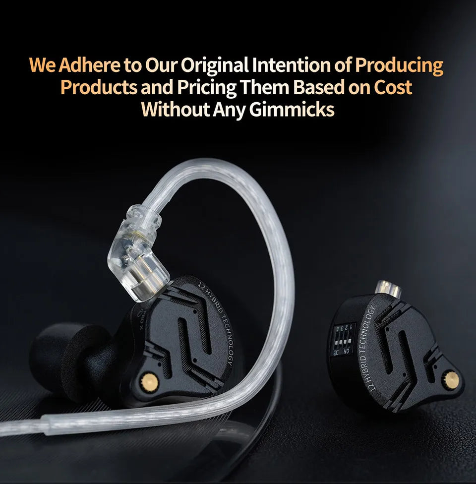 KZ ZS12 PRO X Hybrid Dynamic & Balanced Armature Technology IEM Earphone Upgrade HiFi Bass In Ear Headphone Tunning Wire Headset