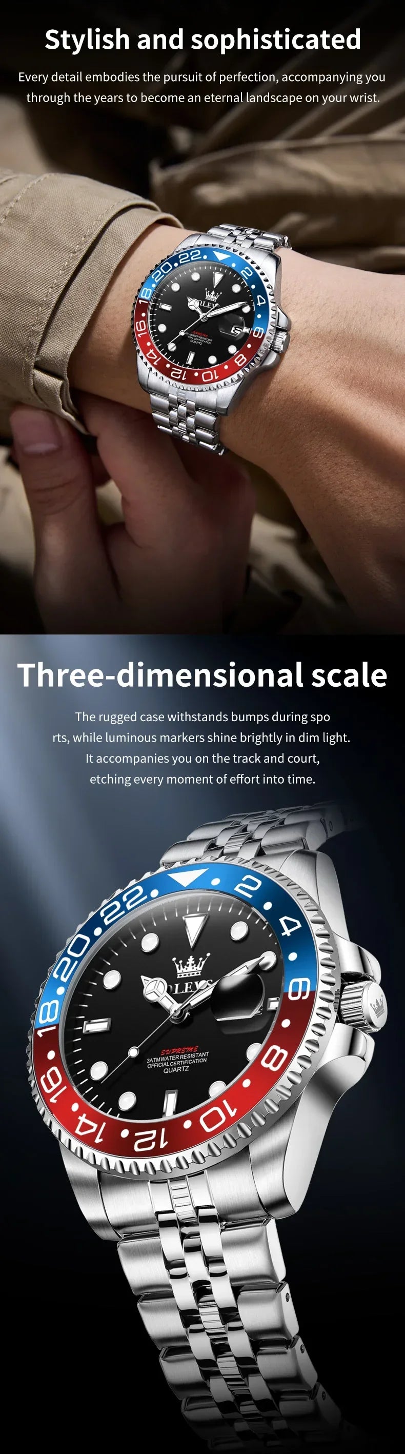 OLEVS 5657 New Mens Watch Original Stainless Steel Date Quartz Watch 30 M Waterproof Luminous Sports Man For Watches Gifts Reloj