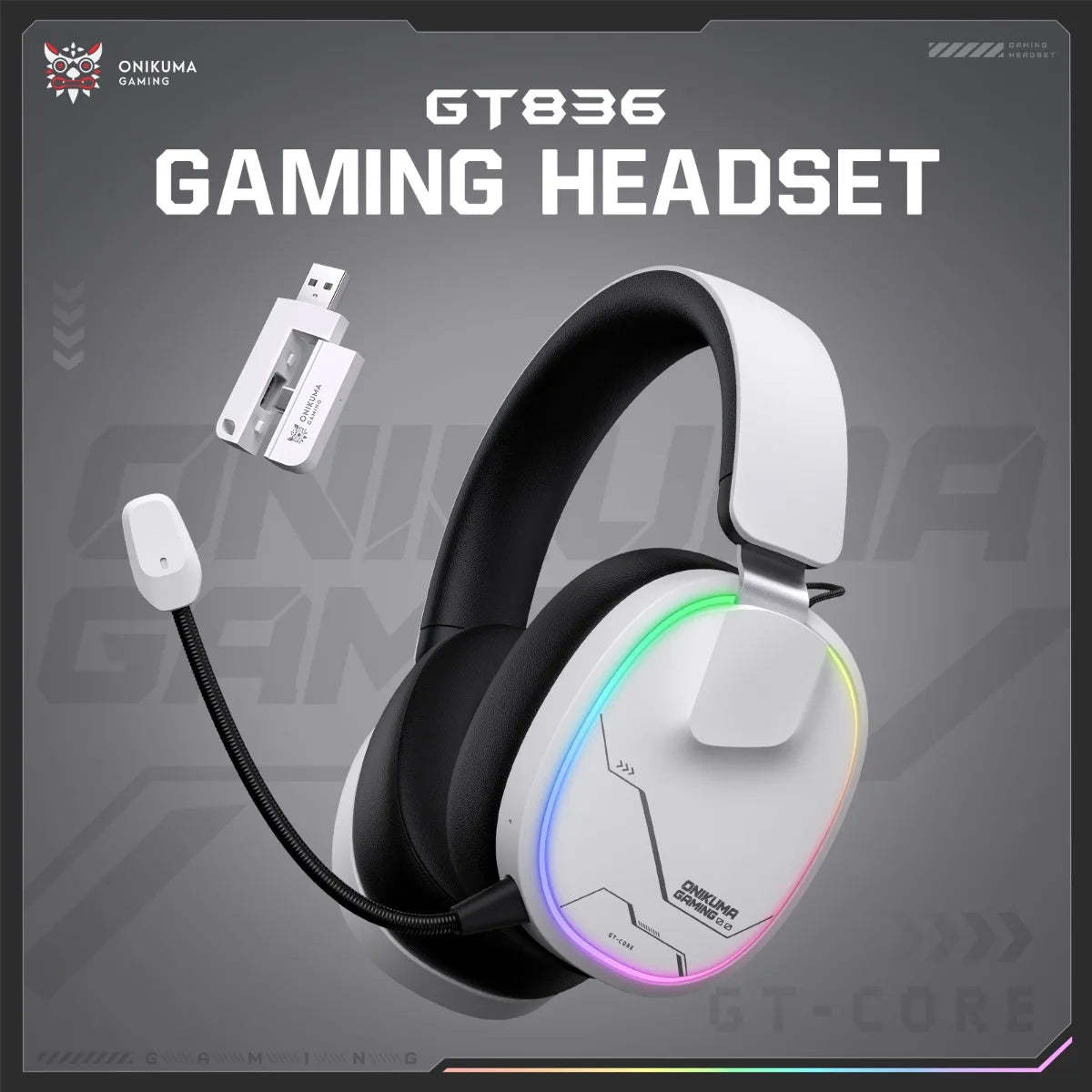 ONIKUMA Gt808 45dB Active Noise Canceling Wireless Headset | Hi-Res Audio, 1200mAh Battery 2.4GHz, Bluetooth, Wired