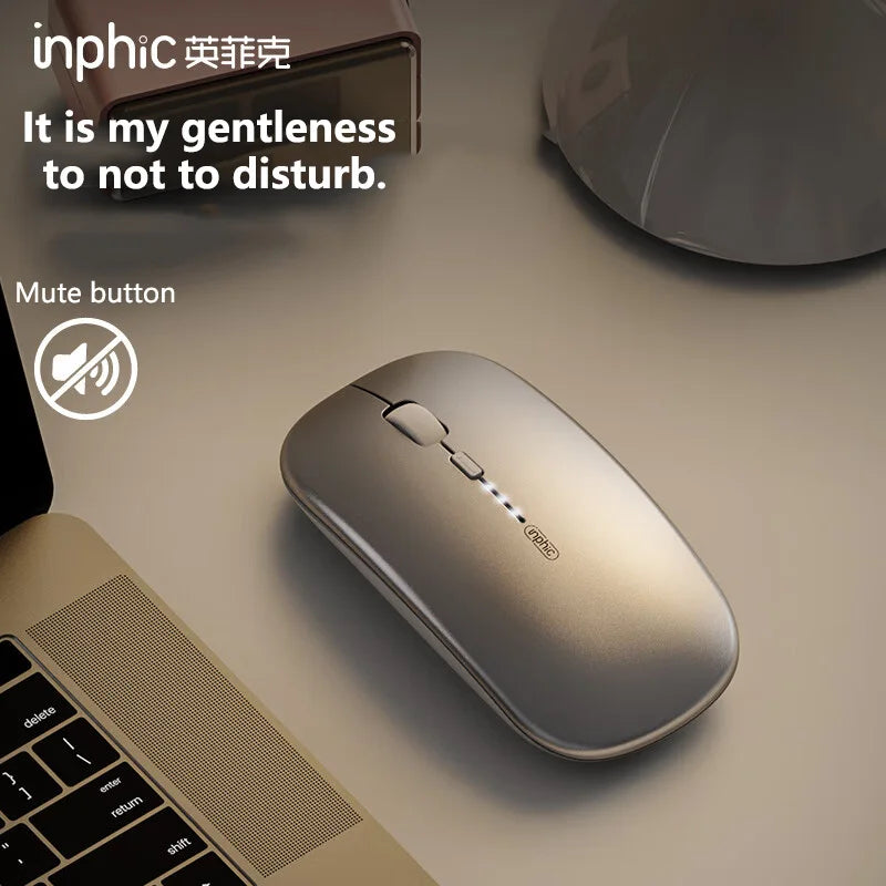 Inphic M1P Wireless Silent Office Mouse Ultra-Thin Portable USB Interface Battery Power Display TYPE-C Charging Wireless Mouse