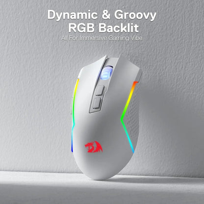 Mysz gamingowa Redragon M693 bezprzewodowa/przewodowa BT & 2.4G Bluetooth 8000 DPI, 3 tryby połączenia, podświetlenie RGB do PC/Mac/Laptopa