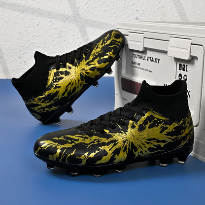 Chaussures de football pour hommes et femmes, crampons AG/FG, crampons longs en TPU stables, chaussures de football pour terrain en herbe, tige en PU de qualité supérieure, chaussures d'entraînement