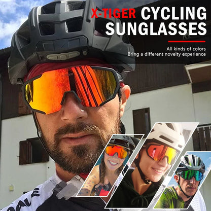 X-TIGER cyklistické brýle, polarizované brýle, cyklistické brýle, sportovní pánské fotochromatické sluneční brýle, brýle pro MTB a silniční kola, 3/5 čoček
