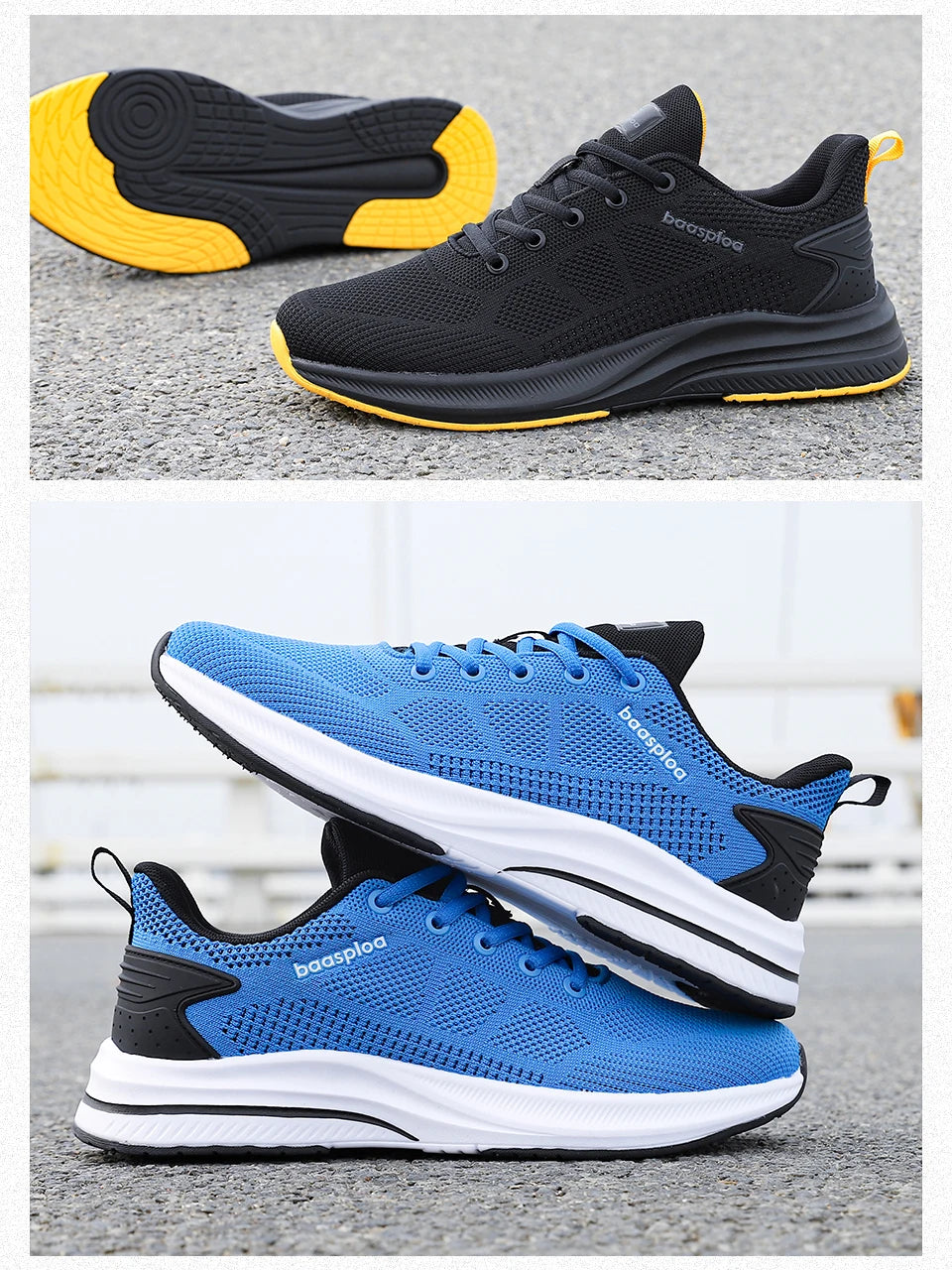 Ténis de corrida para homem da marca Baasploa: ténis casuais de malha, de designer, leves, com atacadores, novos, para desporto ao ar livre e ténis de ténis