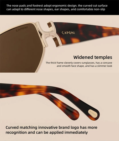 CAPONI Luxury Women Polarized Sunglasses Vintage Acetate Outdoor Original Design Eyewear UV400 Protection Brown Shade CP34020