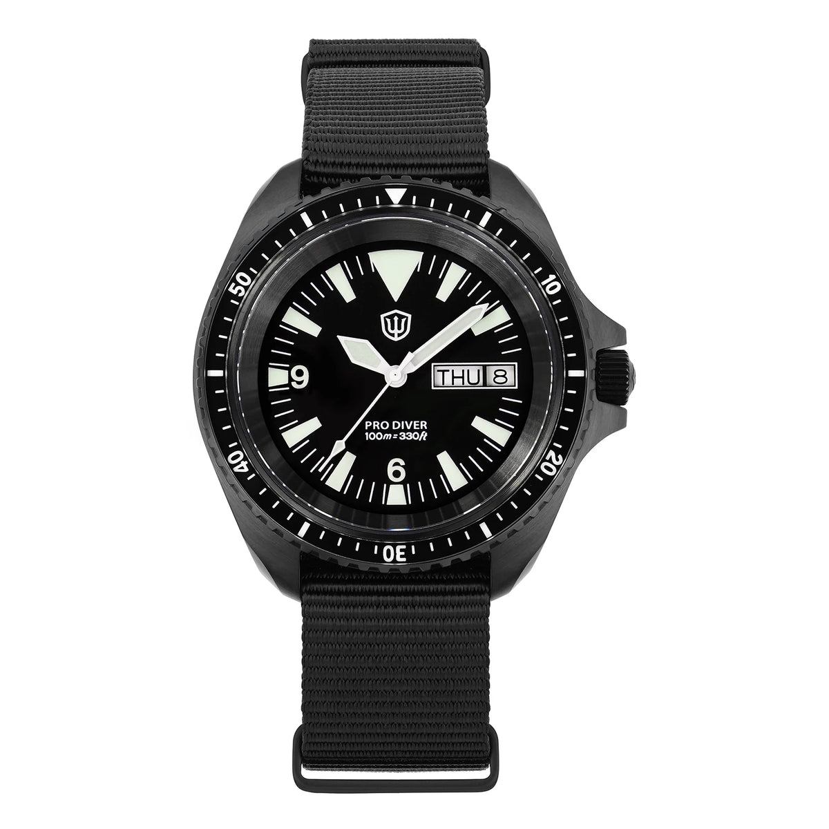 Herenhorloge van roestvrij staal. Vorm van de kast: rond