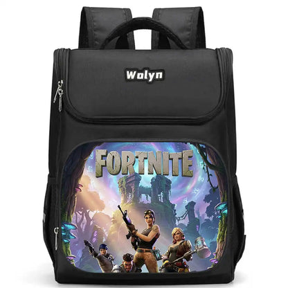 School Backpack With Multi Compartment ,Large Cartoon Fortnite School Bags For Boys & Girls,Durable Child Backpack For Aged 5-10