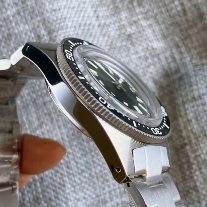 Tandorio 41mm 62MAS Black Gray Dial NH35A Automatic 300M Diving Men's Watch Ceramic Bezel Green Lume Bow Sapphire Glass