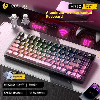 Kit tastiera meccanica LEOBOG Hi75C 3 modalità/cablata Hot Swap con manopola, RGB, guarnizione in lega di alluminio, kit tastiera Hi75C per PC, regalo personalizzato