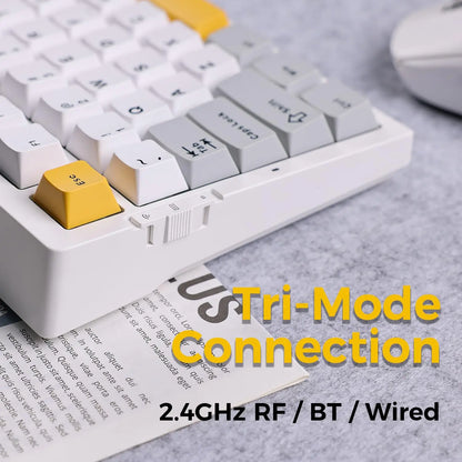 Teclado Mecânico Sem Fios MCHOSE G75 Pro 75% Layout, Montagem Gasket, 5 Camadas de Amortecimento, Retroiluminação RGB, Tri-Mode, Hot Swappable