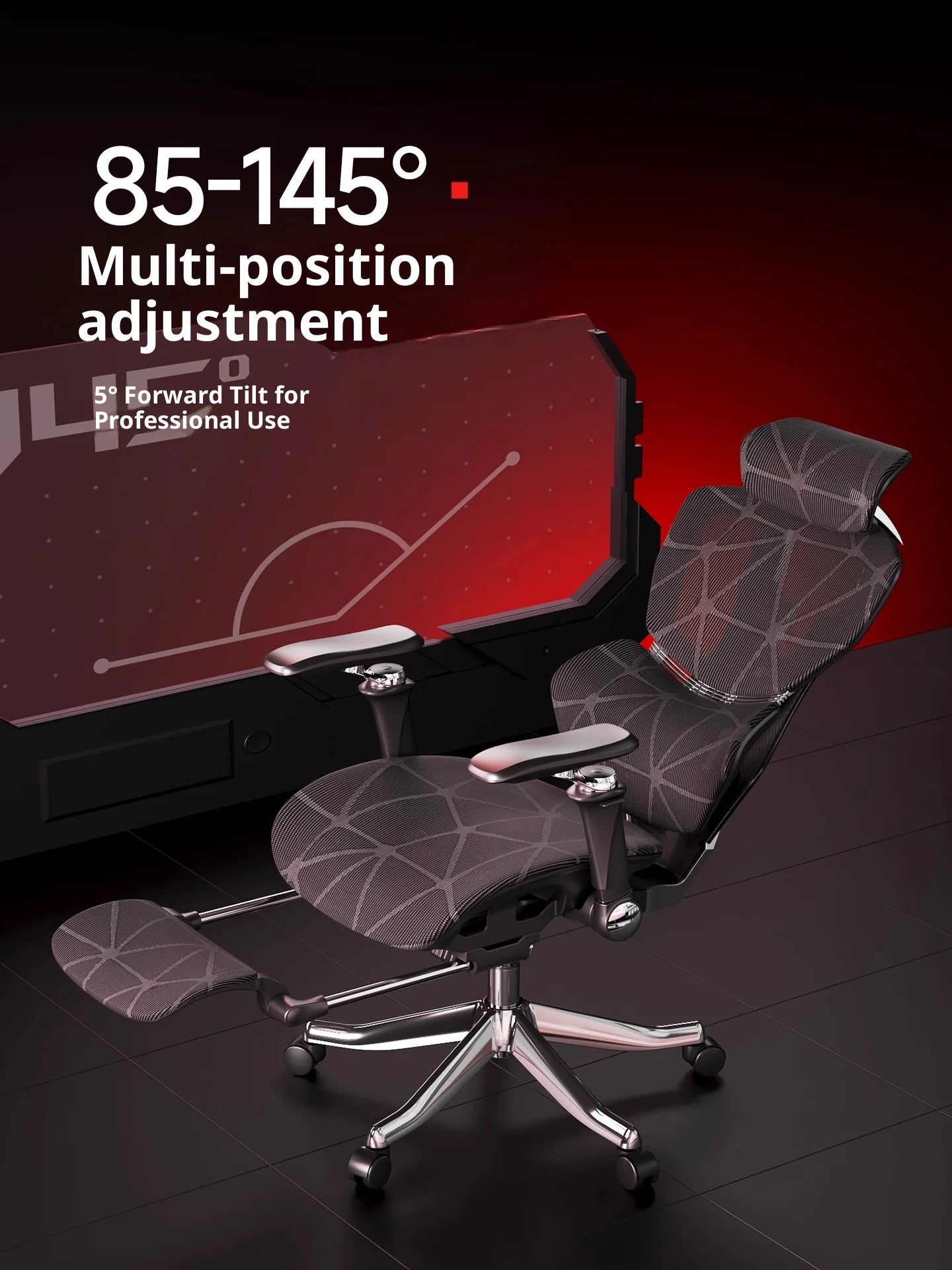 Ergonomic Gaming Chair with Wheels, Portable Office Chair, Adjustable Desk Chair with Armrests, Swivel Computer Chair for Work & Gaming