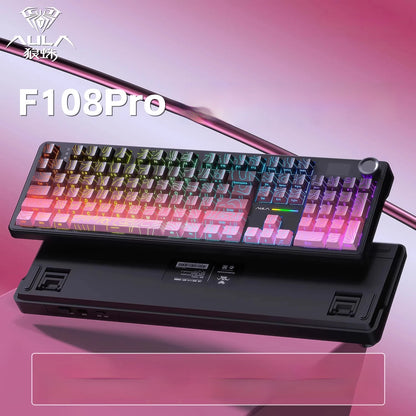 AULA F108 PRO Mechanische Tastatur Custom 100%-Layout RGB-Hintergrundbeleuchtung Kabellos Bluetooth Hifi-Switch Gaming-Tastatur