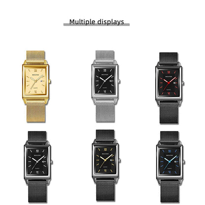 Fashion Watches for Men Luxury Rectangle Stainless Steel Men's Quartz Wristwatch Business Man Watch Clock Gift relogio masculino