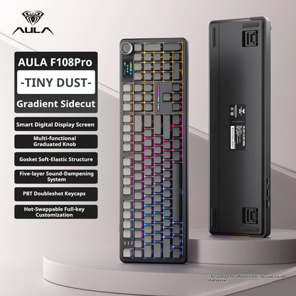 AULA F108 PRO Mechanische Tastatur Custom 100%-Layout RGB-Hintergrundbeleuchtung Kabellos Bluetooth Hifi-Switch Gaming-Tastatur