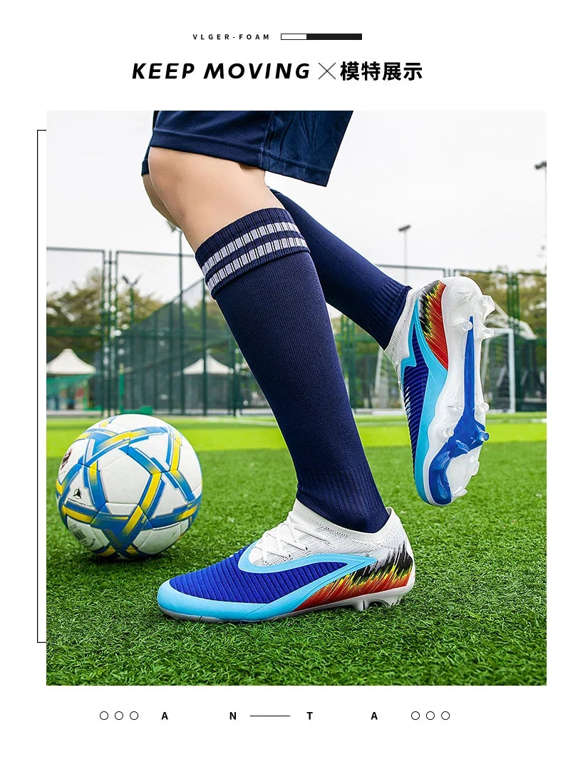 Men Football Boots Shoes FG Soccer Shoes Non-Slip Cleats Ultralight Soccer Match Long Spikes Outdoor Training Drop Shipping