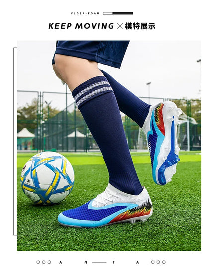 Men Football Boots Shoes FG Soccer Shoes Non-Slip Cleats Ultralight Soccer Match Long Spikes Outdoor Training Drop Shipping
