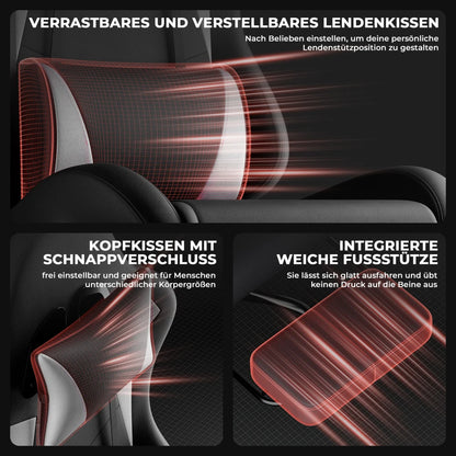Ergonomic Gaming Chair with Lumbar Support & Headrest, Adjustable Gamer Chair, Reclining PC Office Chair with Footrest for Adults