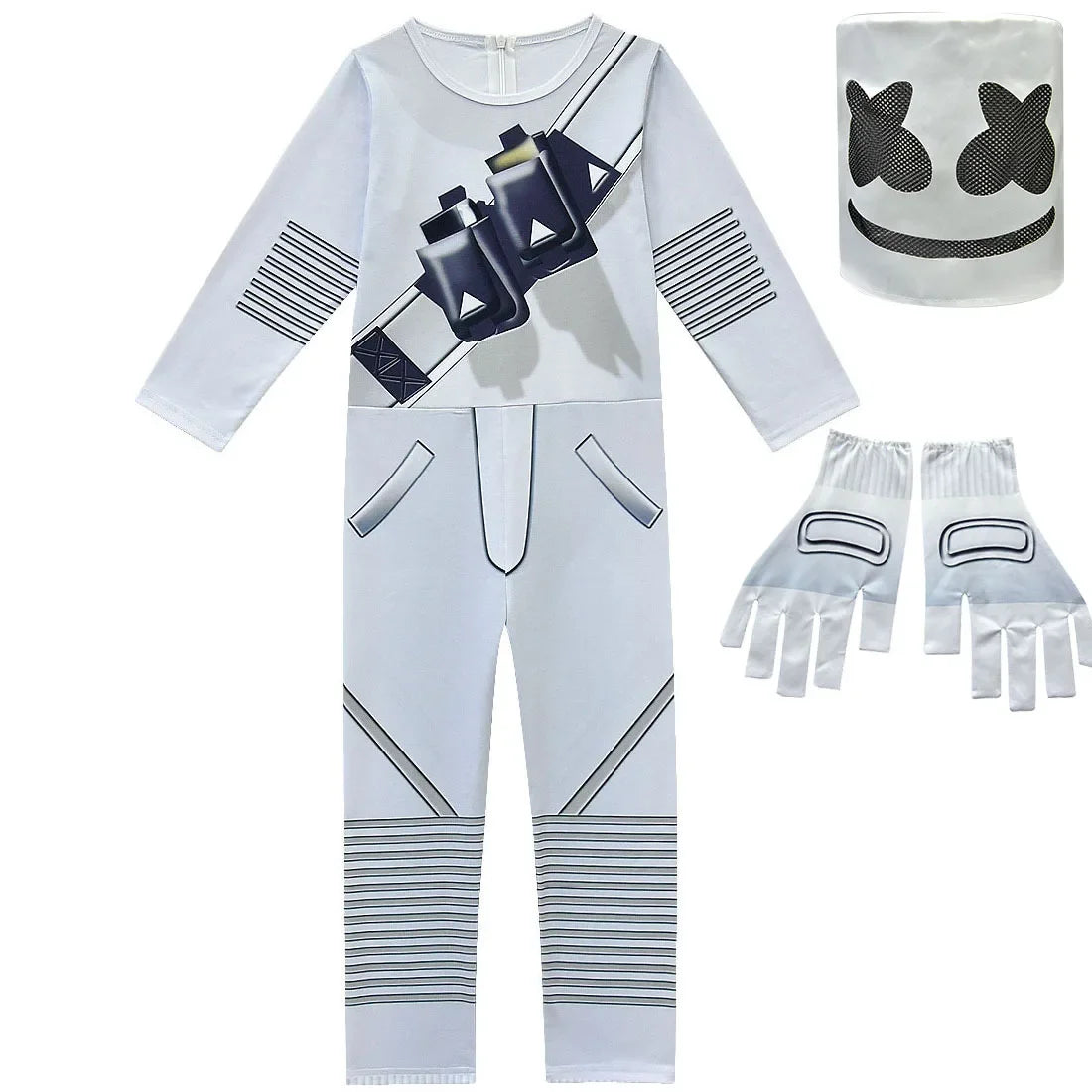 ❤★❤Fatos macacão DJ guerrilla warfare para crianças, roupa de cosplay de palhaço, fato de Halloween, Natal, festa temática, jogo, cosplay Fortnites Co★♥★