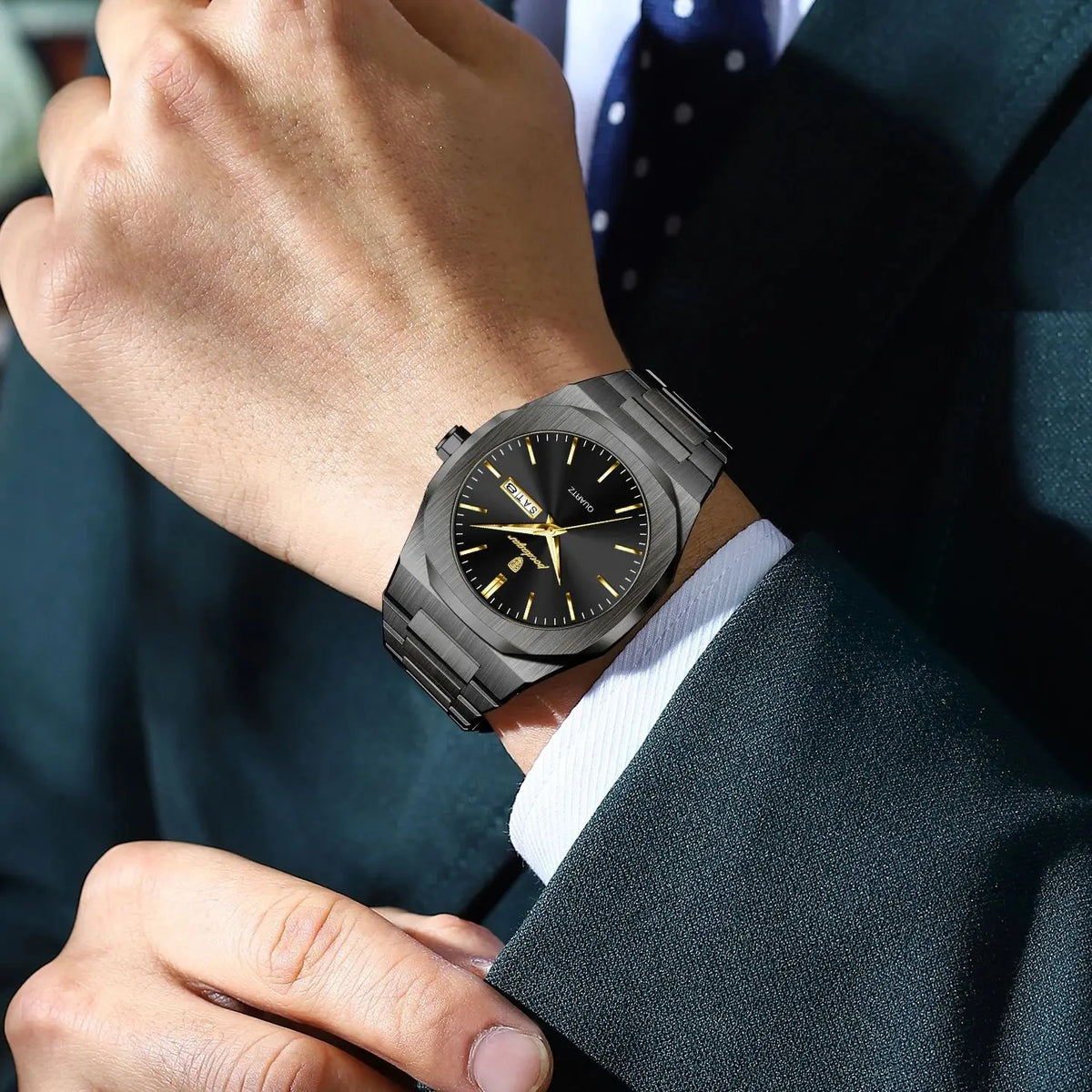 POEDAGAR Fashion Brand Male Watch Waterproof Luminous Stainless Steel Watches For Men Date Week Casual Quartz Men's Clock Reloj