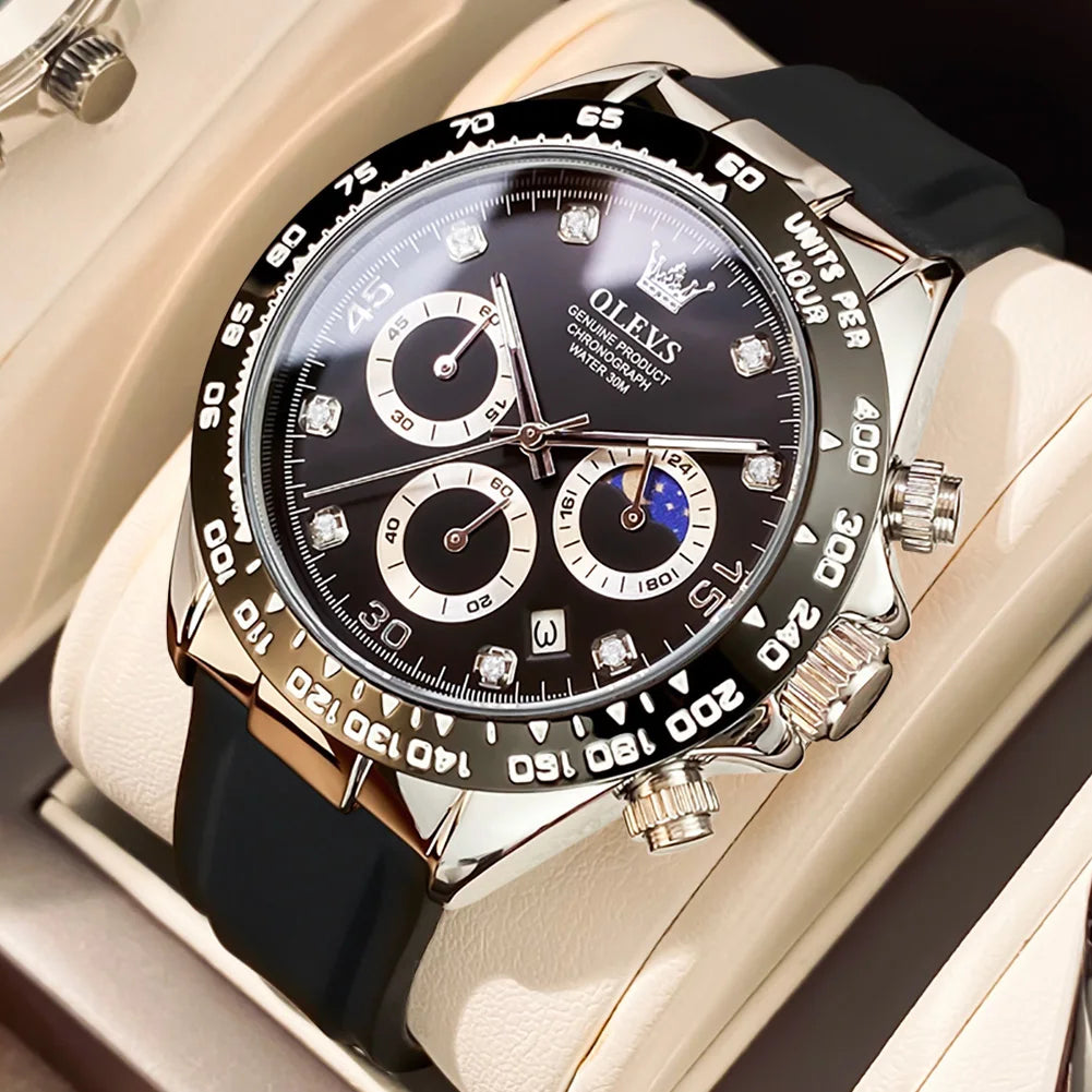 OLEVS muški sat – luksuzni kvarcni sat otporan na vodu i luminescentan, s kronografom i prikazom datuma – muški sportski sat vodećeg brenda