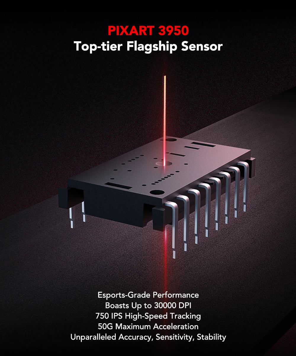 KYSONA Jupiter Series gamingmus – kablede/trådløse mus, 8Khz PAW3950-sensor, Bluetooth, 46g, genopladelig, webdriver til PC og bærbar