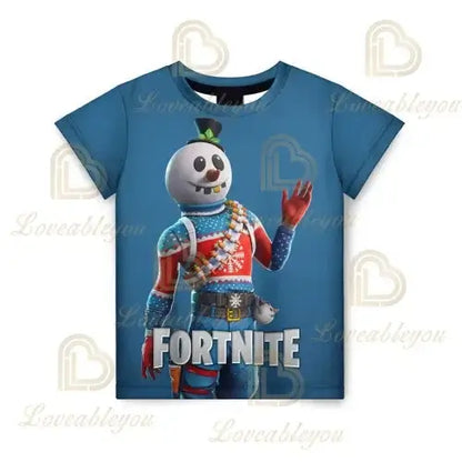 Fortnite-aiheinen uusi kesäinen lasten T-paita, 3D-painettu, pojille ja tytöille, katumuotia, aikuisten ja lasten vaatteet, hauska T-paita, pyöreäkauluksinen paita