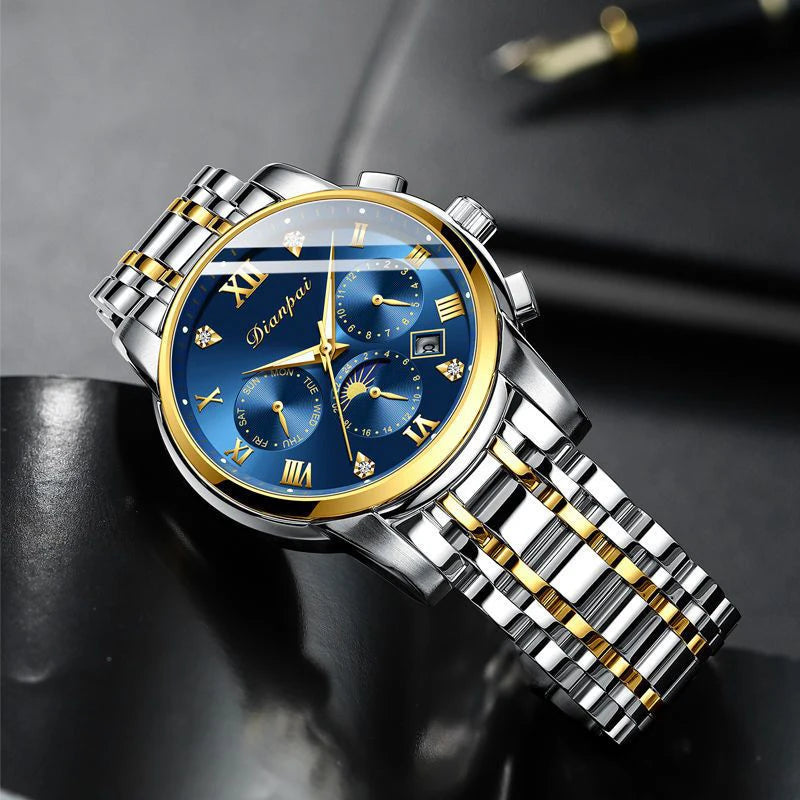 Montre mécanique automatique pour homme Dianpai – Modèle de luxe, étanche, multifonction, doté d'un affichage luminescent, au design tendance.