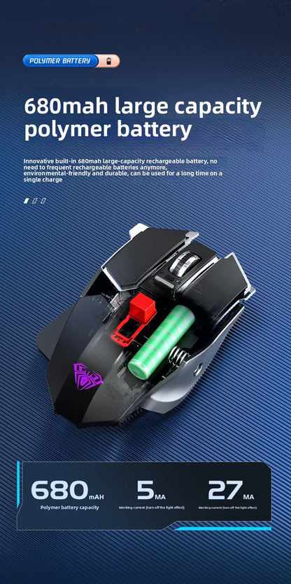 SC300 Wireless Mechanical Gaming Mouse Ergonomic RGB Backlit Rechargeable DPI Adjustable Silent Mice for Desktop Laptop Tablet