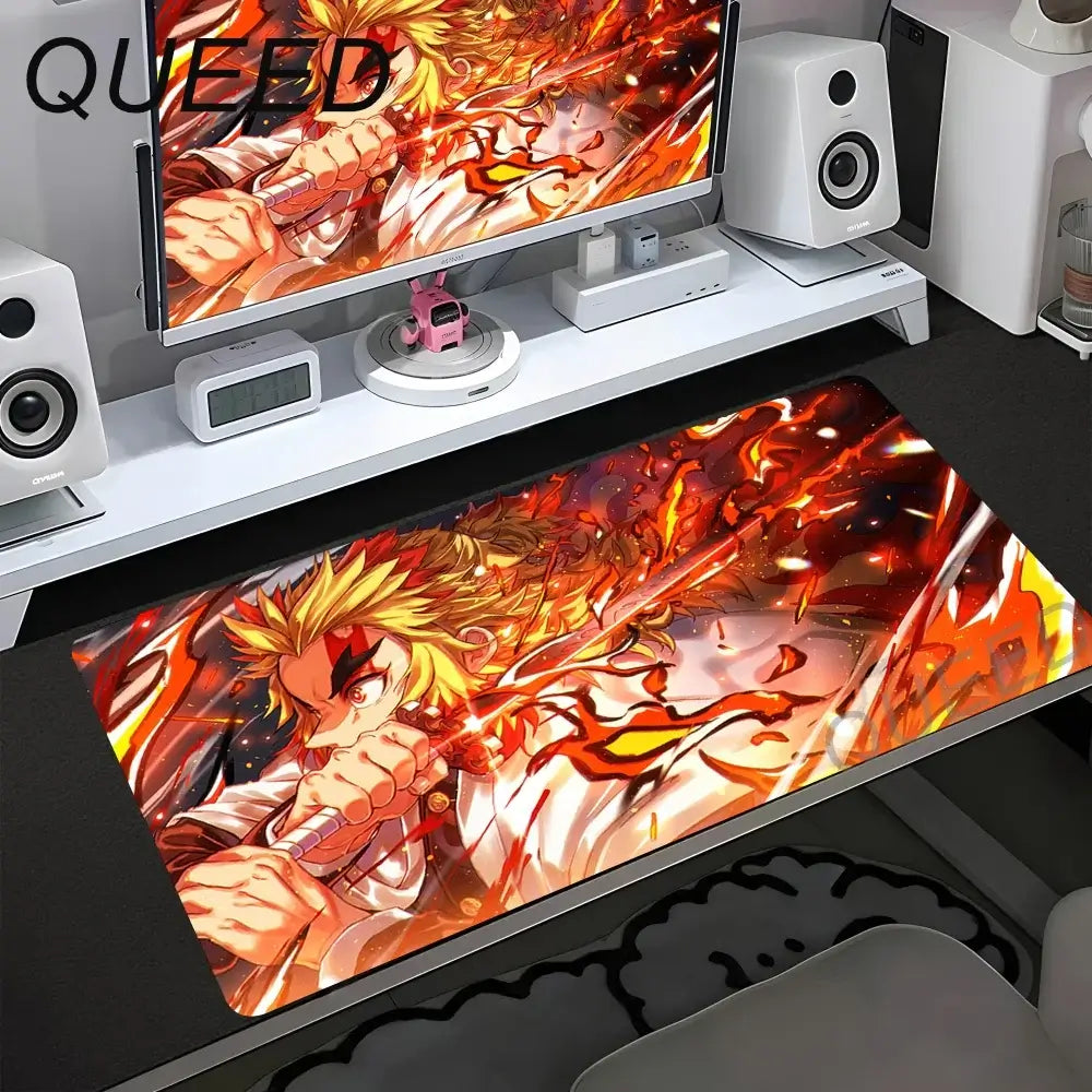 Podloga za računalni stol i tipkovnicu, anime podloga za miš, kawaii djevojka, 900x400mm, gumena protuklizna podloga za miš, Demon Slayers XL