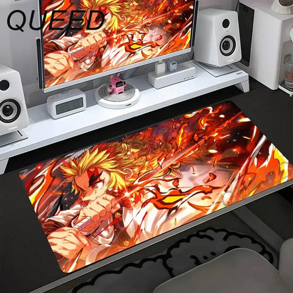 Podloga za računalni stol i tipkovnicu, anime podloga za miš, kawaii djevojka, 900x400mm, gumena protuklizna podloga za miš, Demon Slayers XL