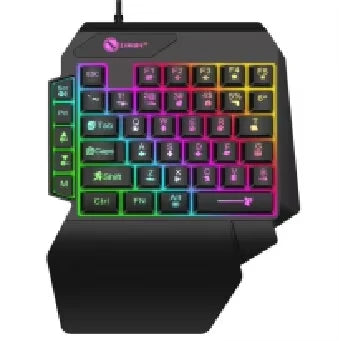 Mini teclado gaming de uma só mão com 35 teclas, USB, ultrafino, com fios e retroiluminado, para portátil, PC de secretária e smartphone