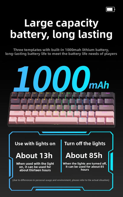 Wireless Gaming Mechanical Keyboard Bluetooth 60 Percent RGB White Triple Mode Portable Keyboards
