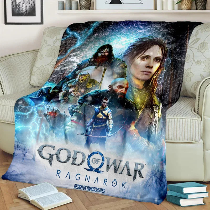 3D God of War Games Gamer Kratos HD Blanket,Soft Throw Blanket for Home Bedroom Bed Sofa Picnic Travel Office Cover Blanket Kids