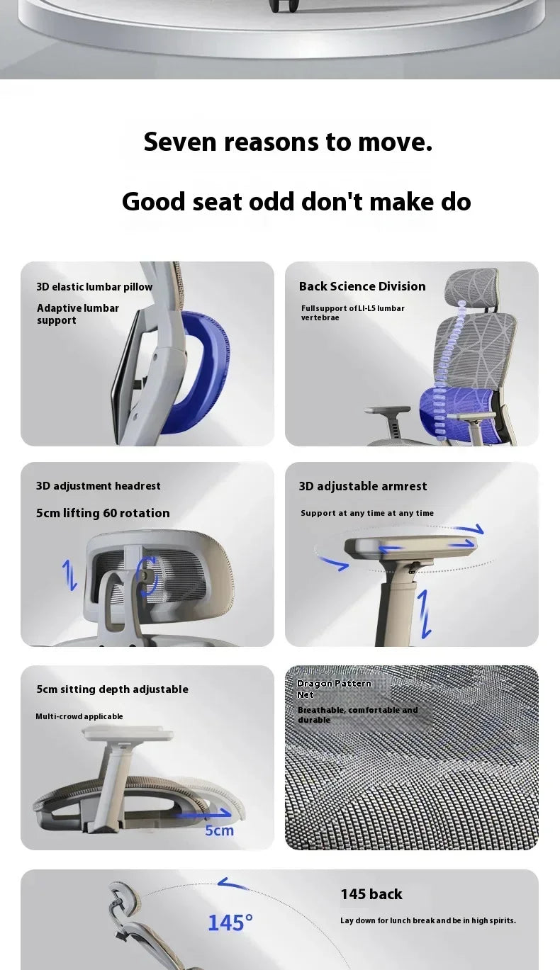 Office Chair Gaming Desk Ergonomic Computer Adjustable Armrests 3D Headrest Chair Lift Chair Back Can Tilt Back with Foo Pedals