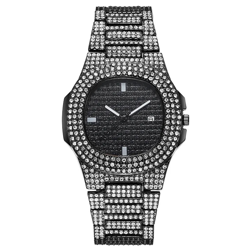 2022 New Iced Out Women Watch Gold Silver Color Square Diamondd Quartz Luxury Hip Hop Wrist Watches Roman Clock Gift boyfriend