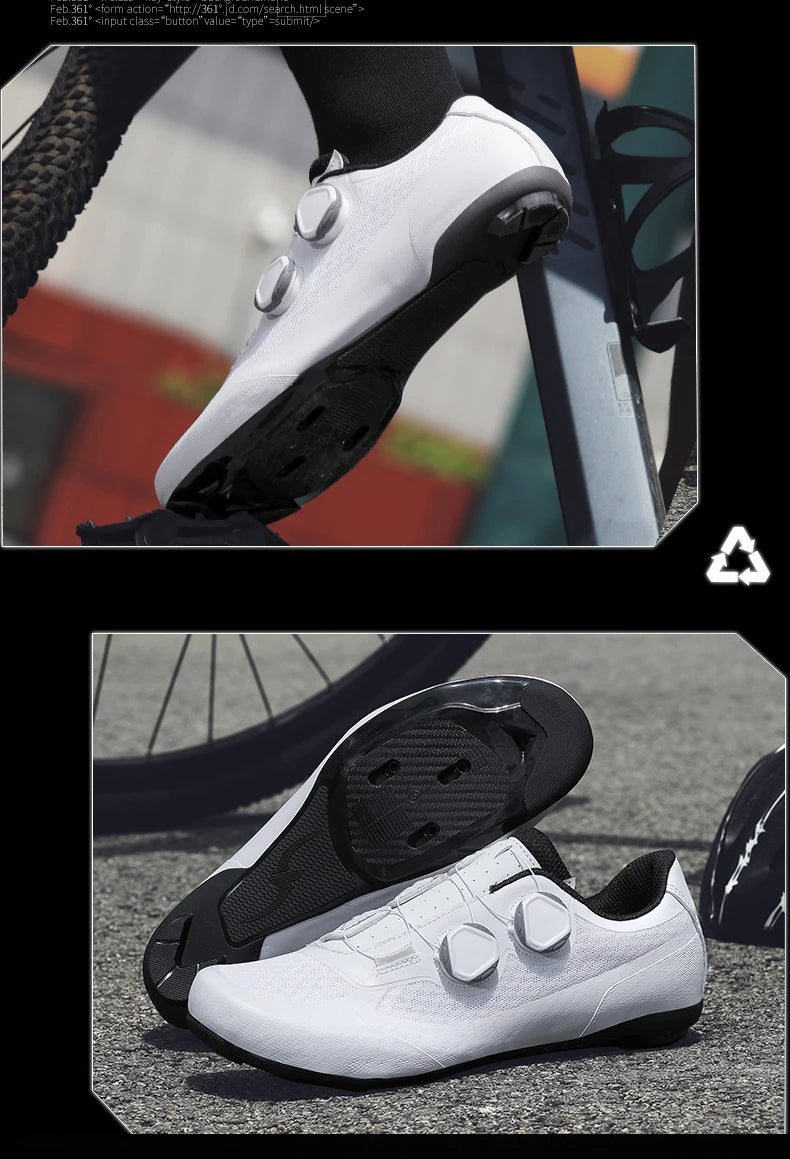 Speed Cycling Sneaker Herre-cykelsko til landevejscykling med klamper SPD-sko Cykelsko til flade pedaler Herre-cykelsko til udendørs brug Hvid