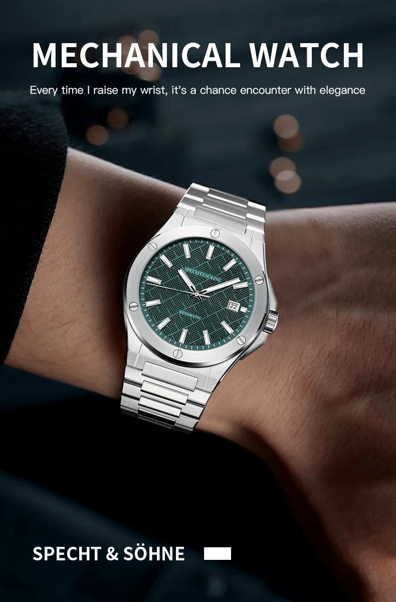 Specht&Sohne 2025 New 38MM Men's Watches Automatic Watch Japan Miyota 8215 Movt Steel Sapphire Crystal Reloj Homb Waterproof