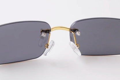 Classic Stylish Rectangle Rimless Sunglasses Women Men Brand Design Luxury Vintage Sun Glasses Frameless Wood Leg Frame Eyewear